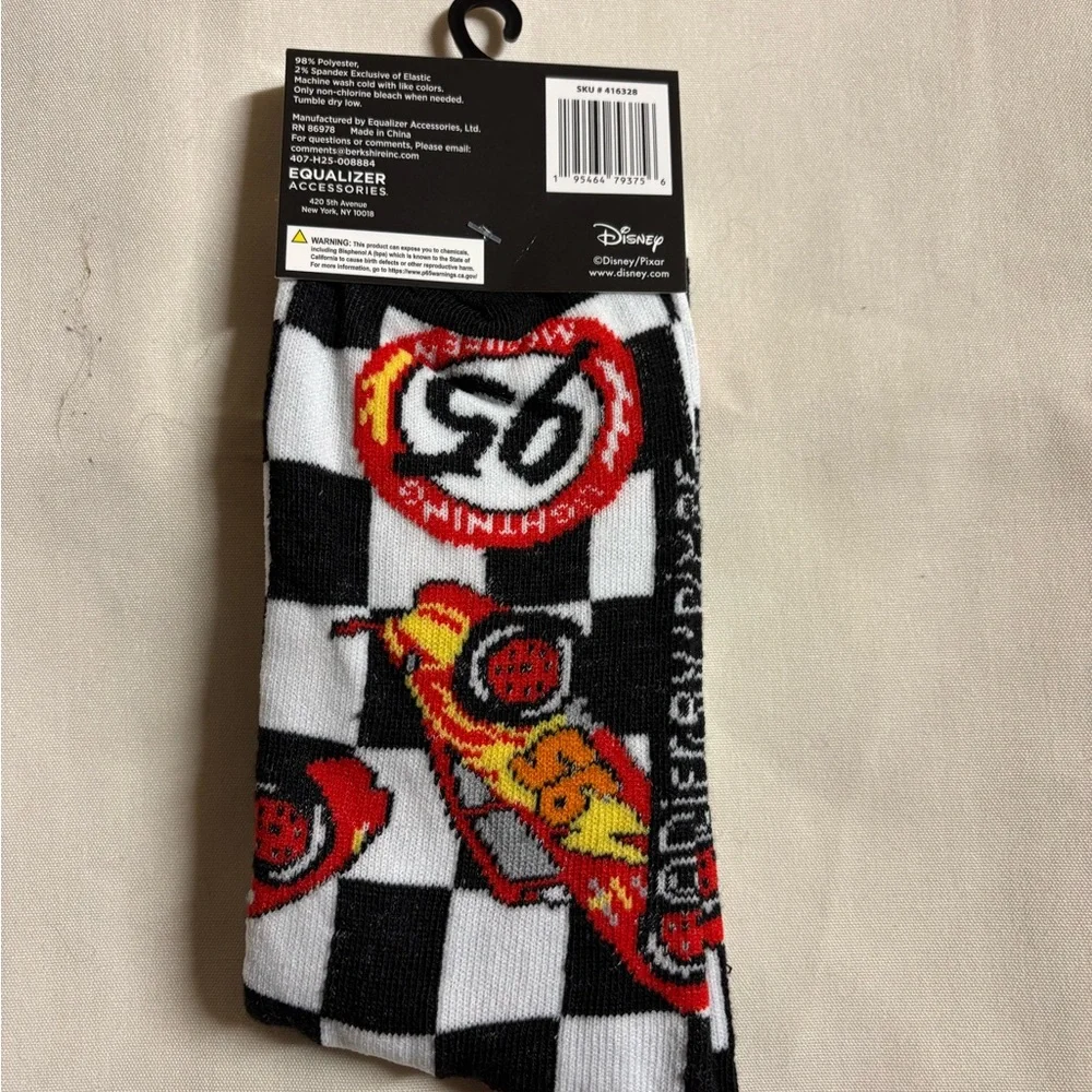 Pixar Lightning McQueen Kids Crew Socks - Black and Red